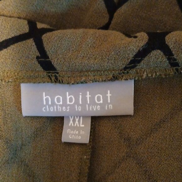 Habitat Olive green/ black geometric stripe asymmetrical hem long sleeve top XXL - Picture 7 of 8